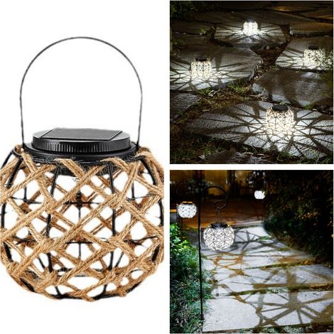 Lampe solaire d'extérieur pour jardin - Lanterne LED décorative blanche pour terrasse, jardin et allée-AquaForge