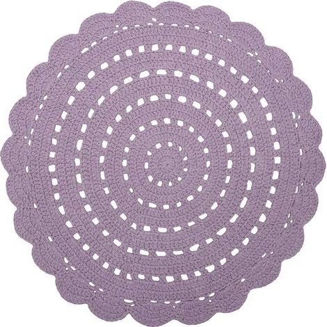 Tapis rond pour chambre d'enfant en coton crocheté main violet - Lavable en machine - PANGIVO (1/5)