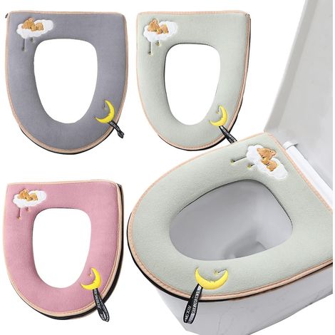 housse De Toilette Lavable Brode Universelle 3pcs, Sige De Toilette, Couvercle De Toilette Pour Les Femmes, Les Futures Mamans Et Les Personnes Ge (1/5)