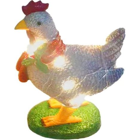 Lampe solaire LED d'extérieur Dasing en forme de poule, décoration de cour vintage, sculpture de poule en résine (1/5)