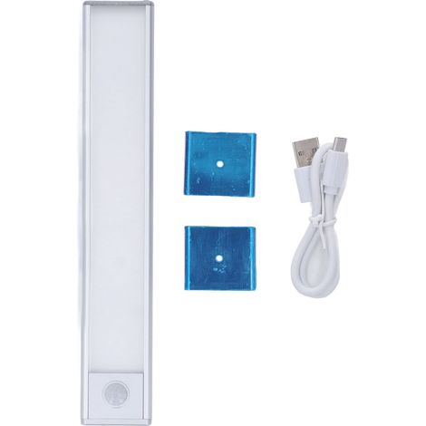 Intelligenter Induktions-Lichtstreifen mit 39 LEDs, magnetischem Bewegungssensor, USB-Ladeanschluss, silberfarben