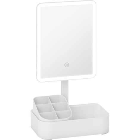 Espejo de maquillaje LED recargable, giratorio 180°, dos modos de luz