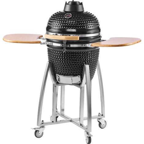 Mophorn Ahumador y parrilla de carbón con diseño cerámico móvil, equipado con 4 ruedas, termómetro integrado, rejillas de ventilación ajustables y estante lateral, 1150 x 690 x 1120 mm (1/5)