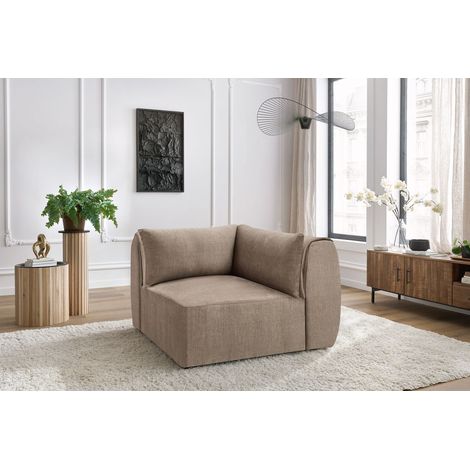 BOBOCHIC - Angle pour canapé modulable JEANNE tissu velours Réversible Taupe (1/5)