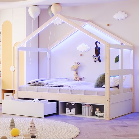 struttura letto 90x190 con cassetto LED salvaspazio HAVRYA (1/5)