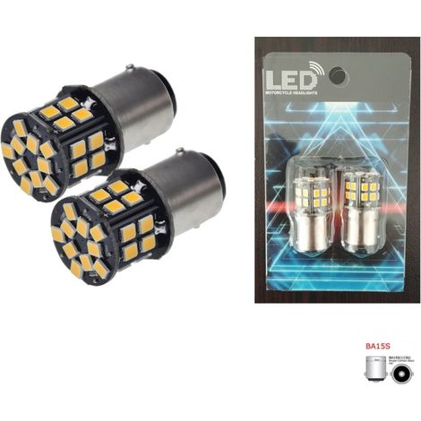 2er-Set LED-Lampen, 30 SMD-LEDs, BA15s (1156), 12 V, orange Licht, CANbus, gegenüberliegende Pins (180°)