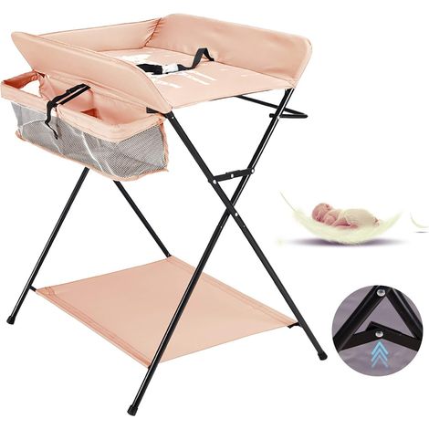 Table à langer pliante Combinaison de tables à langer pour baignoire Table à langer mobile Bébé Enfant 80 x 63 x 96 cm Combinaison de tables à langer avec compartiments de rangement (1/5)