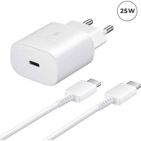 Chargeur Rapide 25W USB-C + Câble USB-C vers USB-C pour Samsung Galaxy A13 4G 6.6\" Couleur Blanc - Yuan Yuan (1/4)