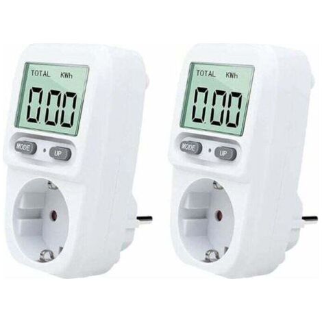 Deux multiprises intelligentes, un compteur d'énergie portable avec écran LCD, protection contre les surcharges, puissance maximale de 3680 W, adaptées à un usage domestique. (1/4)