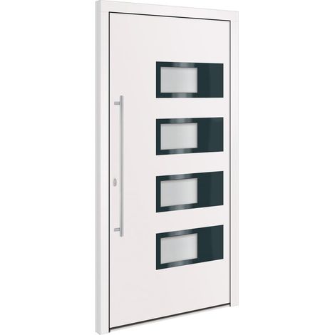 Porta Ingresso Bianca 110x210 cm in Alluminio e PVC vidaXL