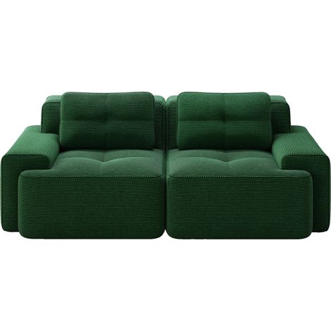Sofá modular sin brazos de 2 plazas en pana verde HOMVRA (1/5)