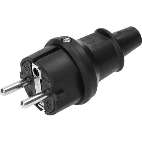 Fiches en caoutchouc - Hermétiques - Noires - IP44 - 16 A - Résistantes à l'eau - Format mini - 25 pièces