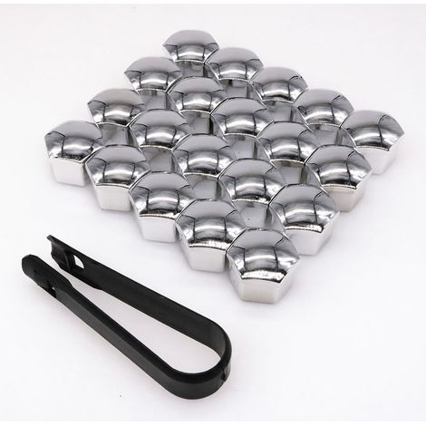 Tapones de tuercas de rueda plateados 21 mm, con herramienta (1/5)