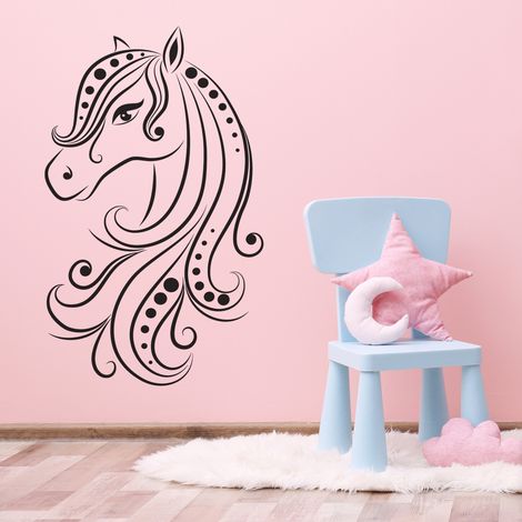 Sticker Mural - Tête de cheval - 17x28 cm - Noir (1/3)