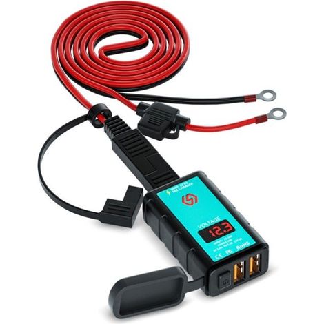USB-Anschluss Motorrad 12V mit digitaler Spannungsanzeige der Batterie
