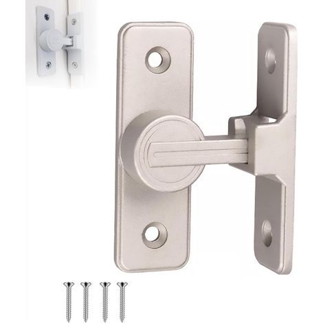 Verrou Serrure de Fermeture Porte Interieure Coulissante, 90° Loquet de Crochet a Porte Bascule, Verrou porte interieure,Argent (1/5)