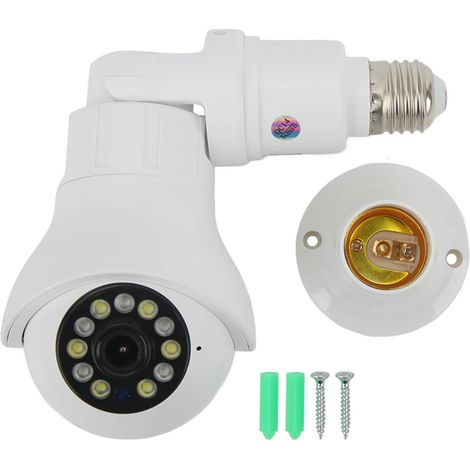 Caméra de surveillance intelligente 3MP, ampoule E27 WiFi, audio bidirectionnel, suivi mobile, capteur de mouvement, sans fil. (1/5)