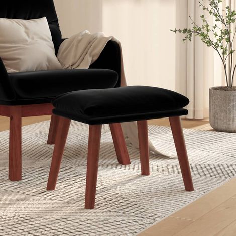 Repose-pied Tabouret Bas  Pouf Bout de Canapé Noir 45x29,5x39 cm Velours 55655