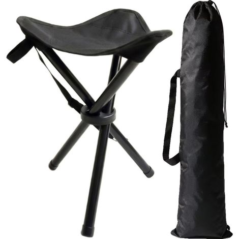 Tabouret de pêche pliable, siège de camping, de plage portable avec sac de transport - Noir - Linxor (1/5)