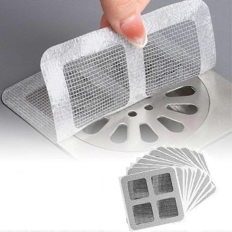Grilles de douche jetables anti-cheveux, autocollants en maille pour bonde de douche, salle de bain, buanderie, baignoire, cuisine, lavabo, pour cheveux humains et animaux (10 pièces) (1/5)