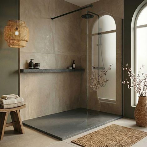 Essential 120x90 cm piatto doccia rettangolare da appoggio in SMC con superficie effetto pietra, grigio (CERAES12090DG) (1/5)