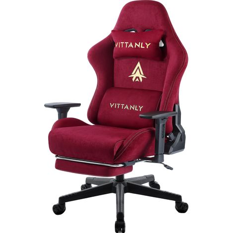 Gaming-Stuhl, ergonomisches Design, verstellbare Armlehnen, weinrot (1/2)