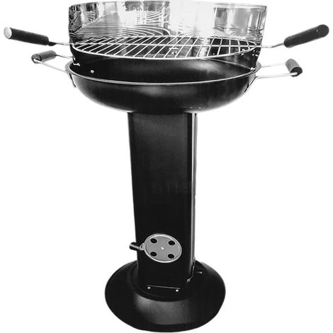 Barbecue a carbone tondo con griglia 39 cm presa d’aria e base di sostegno h84 cm grigliata di carne pesce verdura in giardino terrazzo pic nic (1/4)