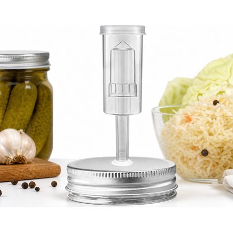 Kit de couvercles de fermentation pour bocaux Mason à large ouverture de 86mm, Couvercle de fermentation avec valve d'aération et fonction poids submergé intégrée (1/5)