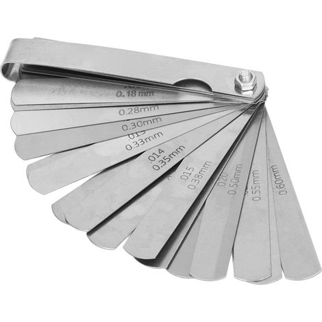 Fühlerlehre mit 26 Blättern, 0,04–0,63 mm, Edelstahl, Spaltmesswerkzeug für Projekte (1/5)