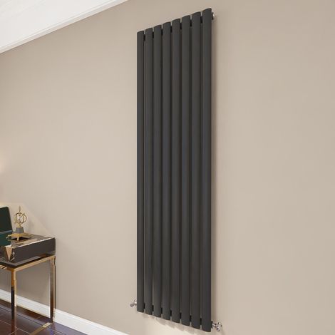 AICA Oval Column Radiator 1800x472mm Central Heating Vertical Single Stylish Black (1/5)