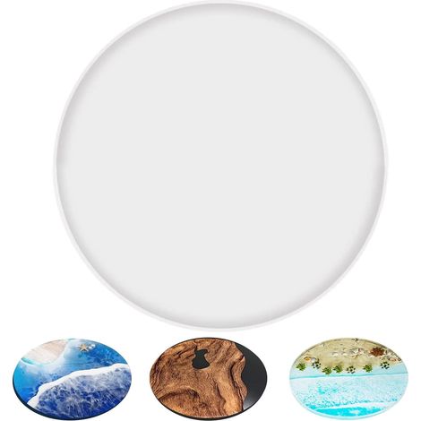 30 Cm Moule Resine Epoxy Grand Moule Rond en Résine Transparent Silicone Coaster Mold Resine Epoxy Moule Silicone pour DIY Coaster Moulage pour La Fabrication De sous Verres, Tapis De Bol, Plateaux (1/5)