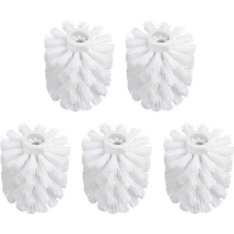 Tête de brosse WC de rechange, lot de 5, blanc, filetage 16 mm, diamètre 7 x 9,5 cm (1/3)