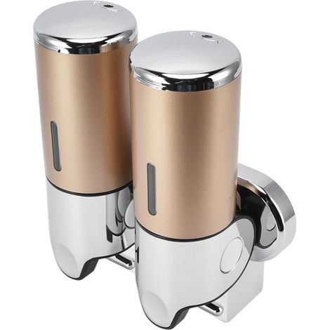 Distributeur de savon mural pour douche, double pompe, 2 compartiments séparés, réutilisable, gain de place, distributeur de shampoing et après-shampoing 9506G Or 1000 ml (1/5)