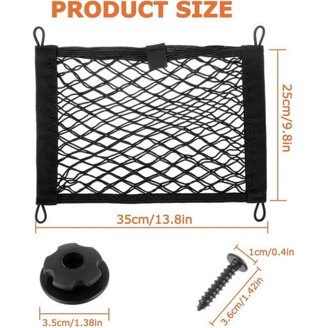 Universelles Kofferraumnetz 35x25CM mit Schrauben und Haken für Nutzfahrzeuge, Wohnmobile, Wohnwagen, Boote (1 Stück) (1/4)