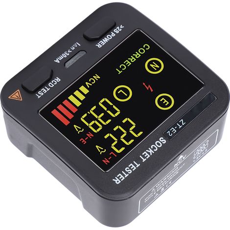 Testeur de prise de courant avec écran LCD couleur, détection de fuite et test fil phase neutre, contrôleur de prise électrique (1/5)