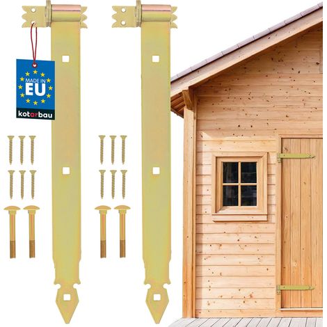 KOTARBAU® 2 pezzi Cerniera a fascia 500 mm Acciaio zincato oro Cerniera per porta da garage per persiane Cerniera per gazebo