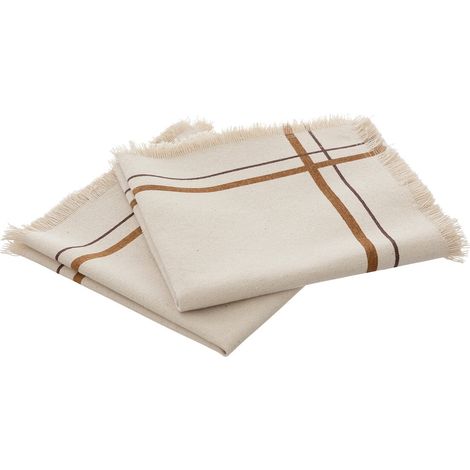 2 Serviettes de table rayees en coton 40 x 40 cm Mahas (1/3)