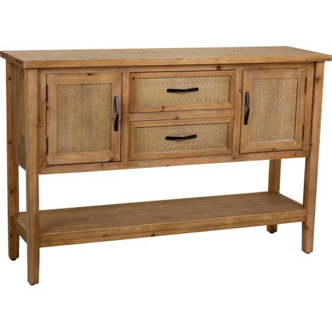 Recibidor de madera y metal marrón 122x35x81.5