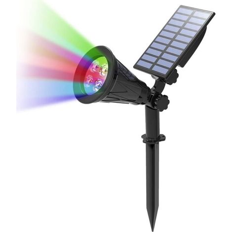 Lampe Solaire Extérieur, Solaire Projecteur avec 4 couleurs changeantes, Extérieur sans Fil Etanche IP65 Lampe Jardin avec 180° Réglable Spot Solaire pour Jardin, Cour, Chemin, Allé. [Classe énergétiq