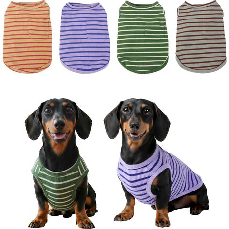Gestreiftes Hundeshirt Atmungsaktiv für Kleine Hunde M (1/5)