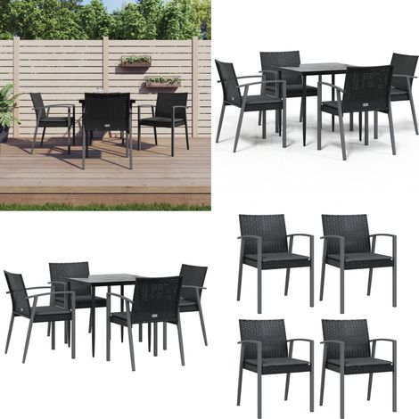 5-tlg. Garten-Essgruppe mit Kissen Poly Rattan und Stahl - Gartenmöbel - Terrassenmöbel (1/5)