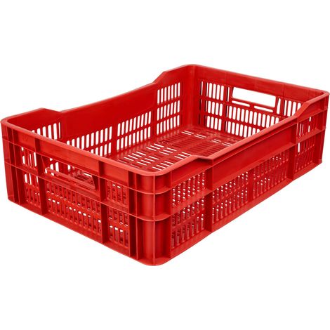 Garronda belüftete Eurobox 60 x 40 x 17 cm aus Kunststoff HDPE stapelbare Aufbewahrungsbox für Transport Lagerung von Waren sowie Erntegütern in Haushalt Garten Gewerbe GD-0189 (Rot)