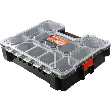 Fischer Darex – Mallette organiseur 12 compartiments amovibles – Couvercle transparent en polycarbonate – Poignée ergonomique – Volume utile 8L (1/4)