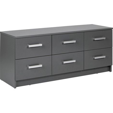 Commode 6 Tiroirs Design "Azio" 122cm Gris (1/5)