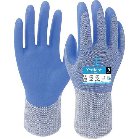 Gants 12-383 POLYESTER/NITRILE Jauge 13 anticoupure E bleu taille 11- la paire - XCELLENT