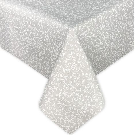 NAPPE DORY arabesque coton BLANC Cm.140x300 x18 personnes