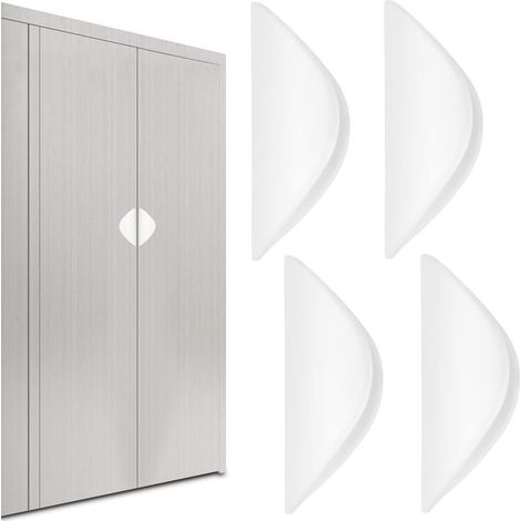 4 Pièces (Blanc) Poignee de Meuble Cuisine Poignée Porte Coulissante Intérieure Extérieure Poignet de Placard Coquille Tiroir Poignees Portes Sans Percage Poignets Auto Adhésif pour Armoire Fenetre (1/5)
