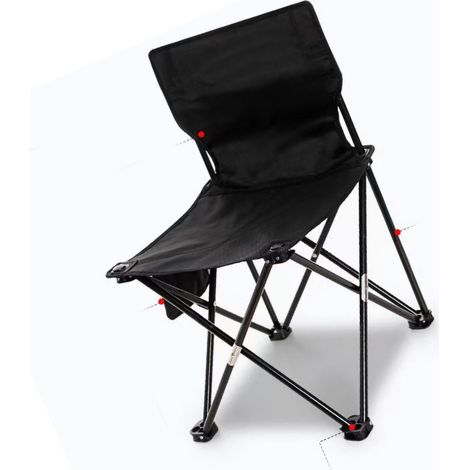 Chaise pliante de camping en tube de fer et tissu Oxford, tabouret portable d'extérieur pour loisirs, plage et pique-nique, noir, 39 x 39 x 65 cm / 15,35 x 15,35 x 25,59 pouces (1/5)