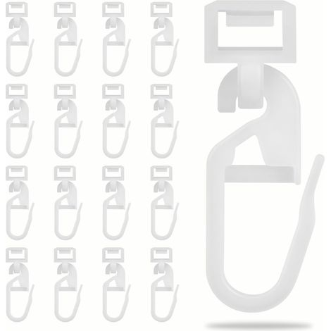 Lot de 100 crochets de rideaux pour rails - En plastique - Blanc - Pour caravane, camping-car