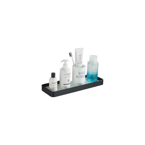 Étagère de douche rectangulaire en verre trempé, sans perçage, noire, 36 cm –